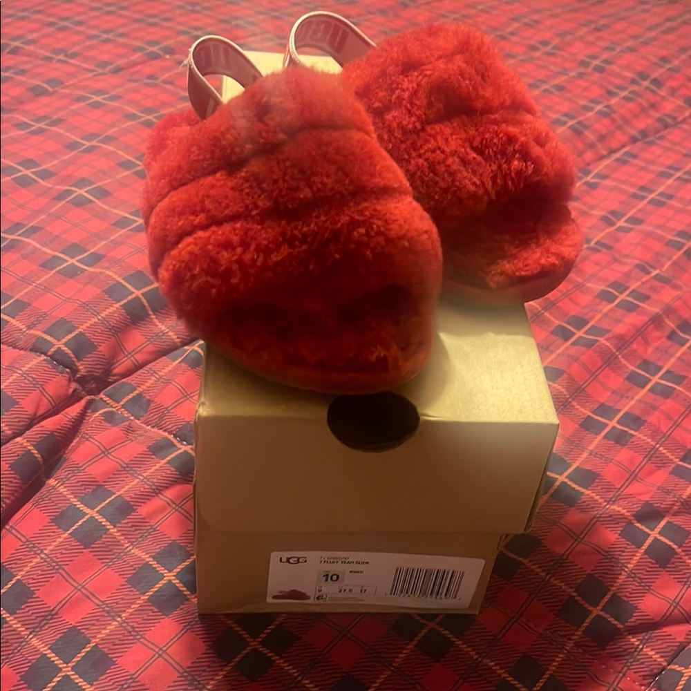 UGG Red Cozy Slippers Plush Indoor Comfort